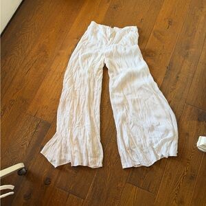 Olivaceous White Wide-Leg Pants